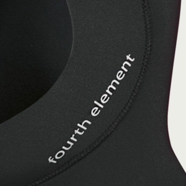 Close up of the logo on the Fourth Element 3mm hood