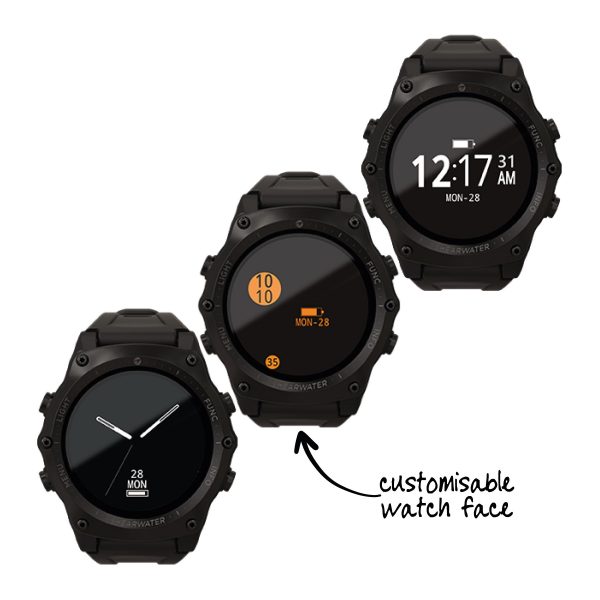 The customisable watch face of the Shearwater Teric dive computer