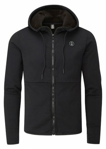 Front view of men's Fourth Element Xerotherm hoodie in black