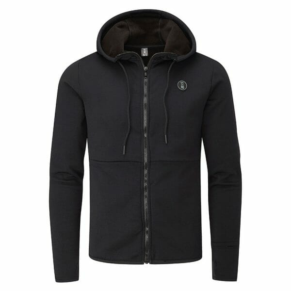 Front view of men's Fourth Element Xerotherm hoodie in black