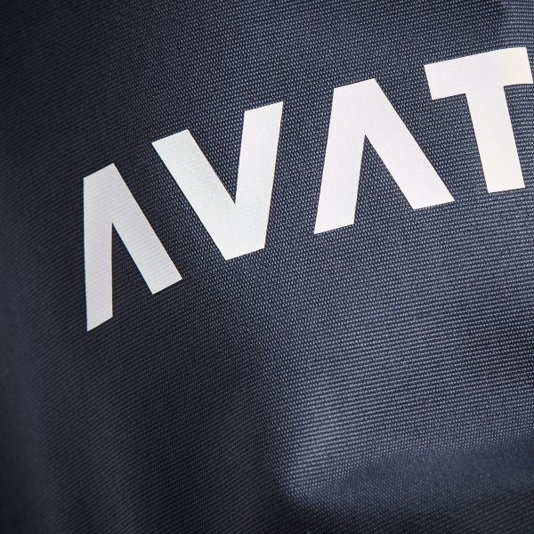 Close up of the Avatar drysuit logo