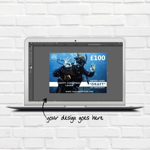 Gift Vouchers for scuba divers with custom design