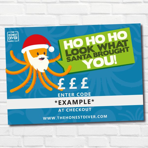 Christmas Gift Vouchers for scuba divers with octopus design