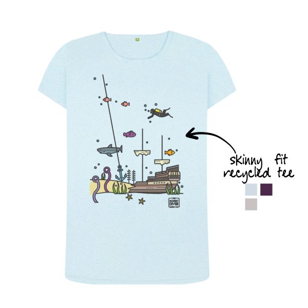Recycled scuba diving tshirt skinny fit
