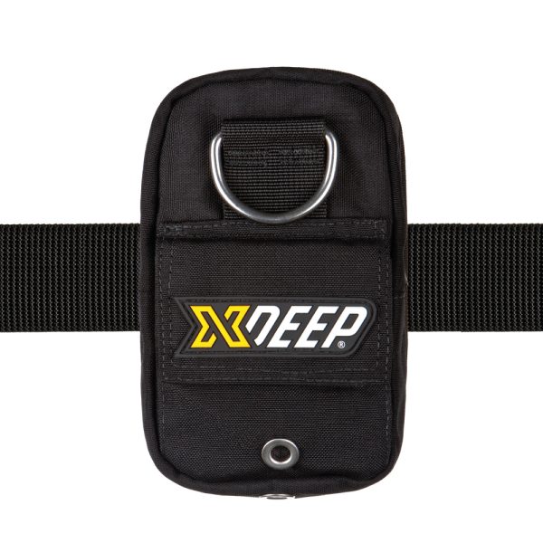 XDEEP Spare Mask Pouch threaded on harness webbing