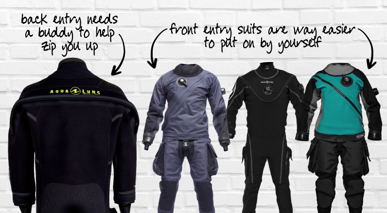 Drysuit features entry options