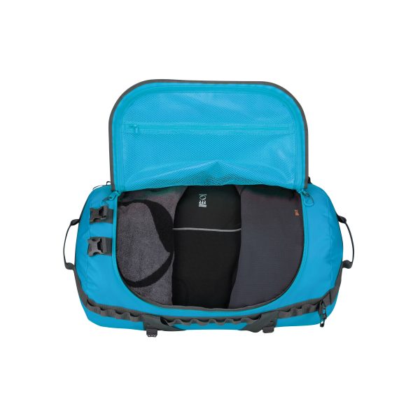 Top view of the Fourth Element Expedition Series Duffel Bag in blue