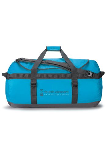 Side view of the Fourth Element Expedition Series Duffel Bag in blue