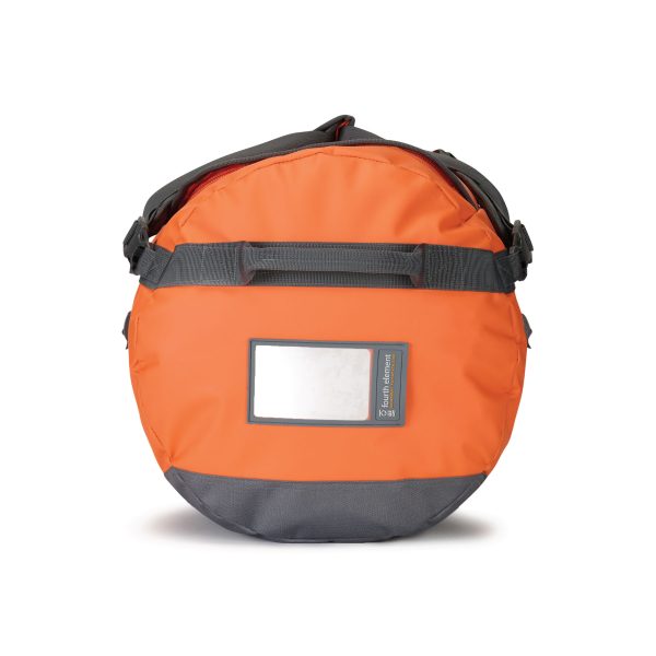 End view of the Fourth Element Expedition Series Duffel Bag in orange