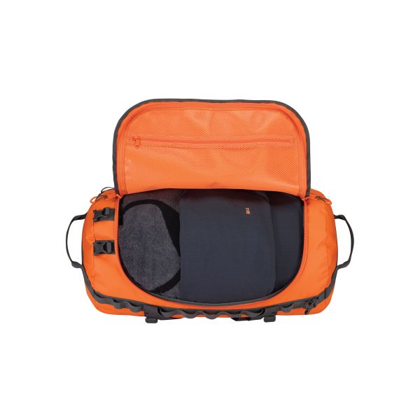 Top view of the Fourth Element Expedition Series Duffel Bag in orange