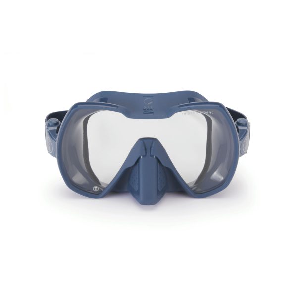 Front view of the Fourth Element Seeker Mask in blue with clarity lens