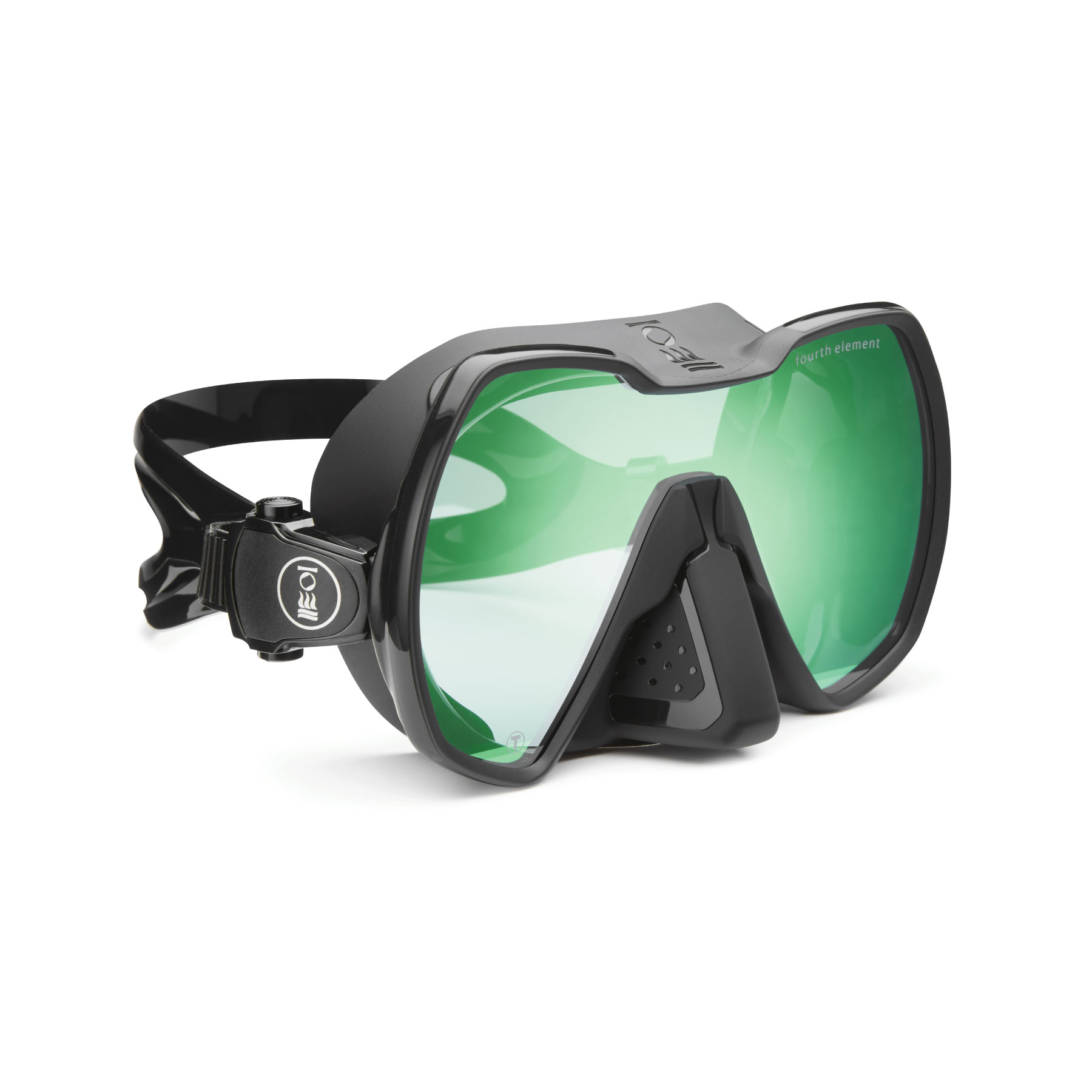 Maschera Subacquea Fourth Element Seeker - Lente Singola In Vetro Temperato, Gonna In Silicone Nero, Basso Profilo Per Immersioni E Snorkeling