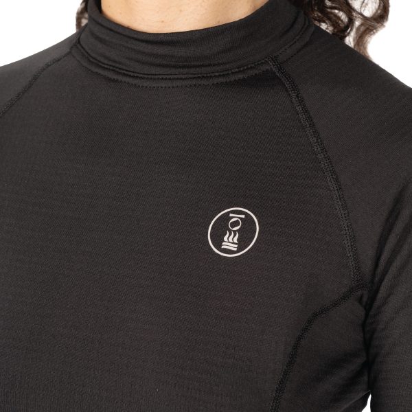 Close up of the women's Fourth Element J2 Longsleeve top chest logo