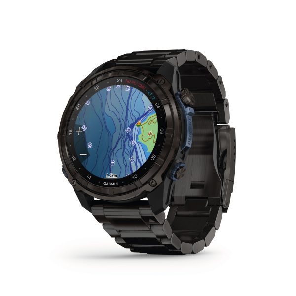 Garmin Descent Mk3i 51mm Dive Computer in carbon grey and titanium from the left