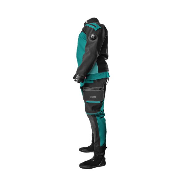Santi ELite+ Drysuit in full body turquoise from the side